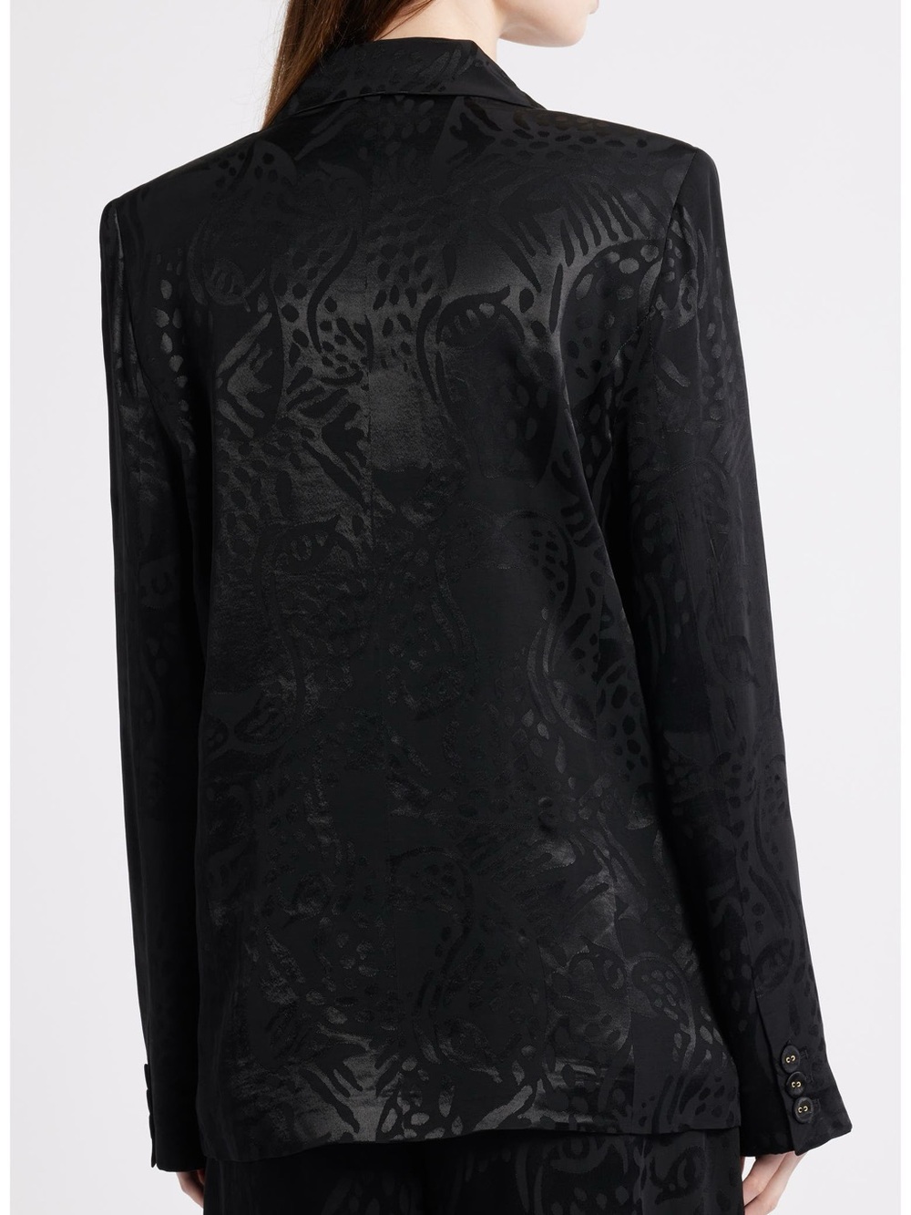NEW - FARM Rio Black Leopard Jacquard Double-Breasted Blazer - Picture 5 of 9